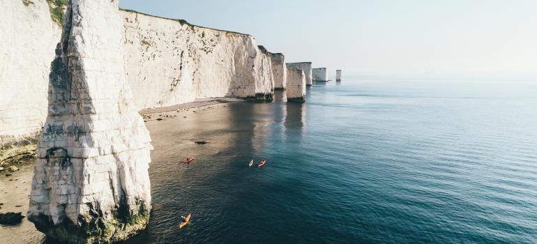 Kayaking at Old Harry Rocks Dorset. Credit Arran Witheford