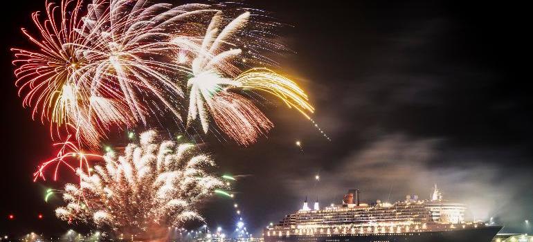Queen Mary 2 and Queen Victoria leave Southampton  (Image at LateCruiseNews.com - January 2023)