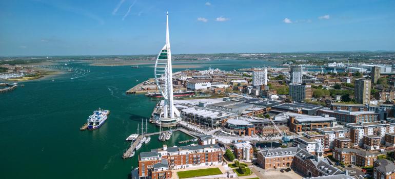 Spinnaker Tower and Portsmouth Harbour.