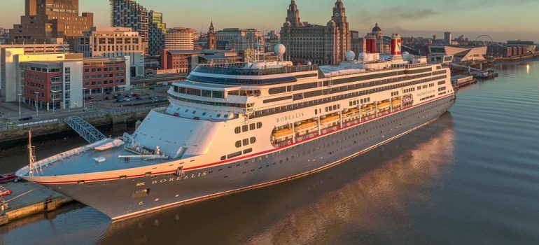 Fred Olsen Cruise Lines' Borealis in Liverpool. Credit Stratus Imagery.
