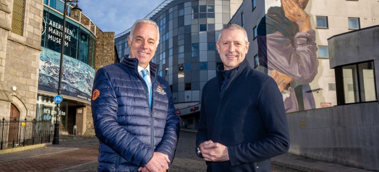 Bob Sanguinetti, CEO, Port of Aberdeen and Chris Foy, CEO, VisitAberdeenshire. Picture by Michal Wachucik/Abermedia (Image at LateCruiseNews.com - February 2025)